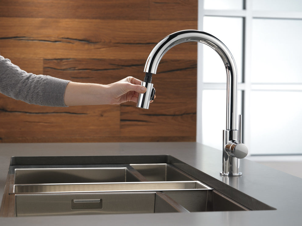 Delta Trinsic Single Handle Pull-Down Kitchen Faucet, Polished Chrome