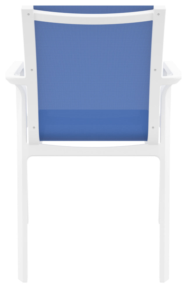 Pacific Sling Arm Chair, Set of 2, White Frame/Blue Sling