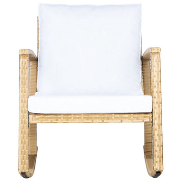 Safavieh Outdoor Daire Rocking Chair Natural/White Cushion