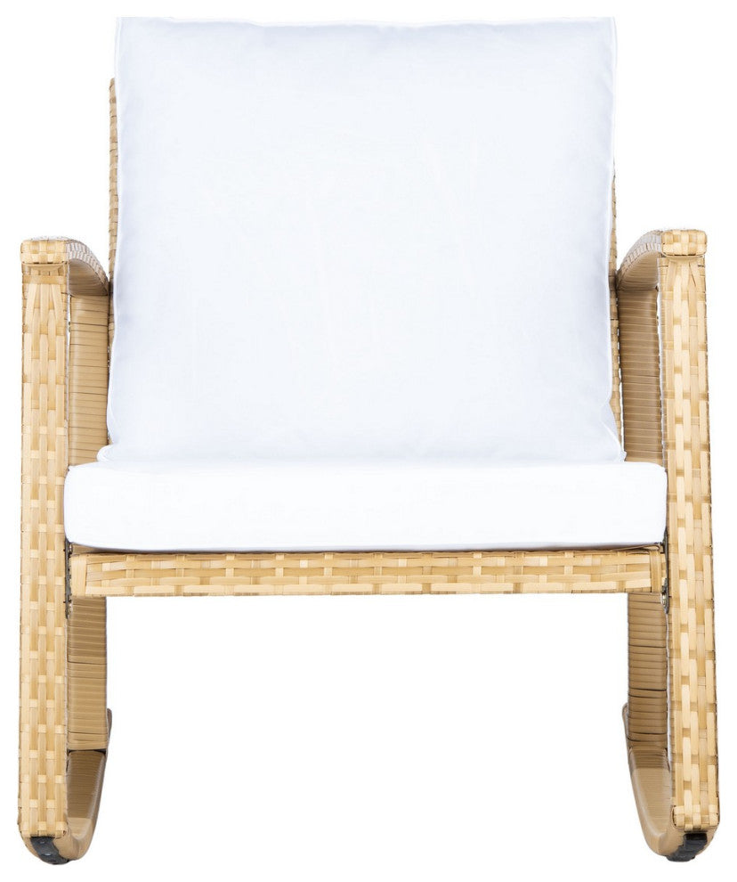 Safavieh Outdoor Daire Rocking Chair Natural/White Cushion