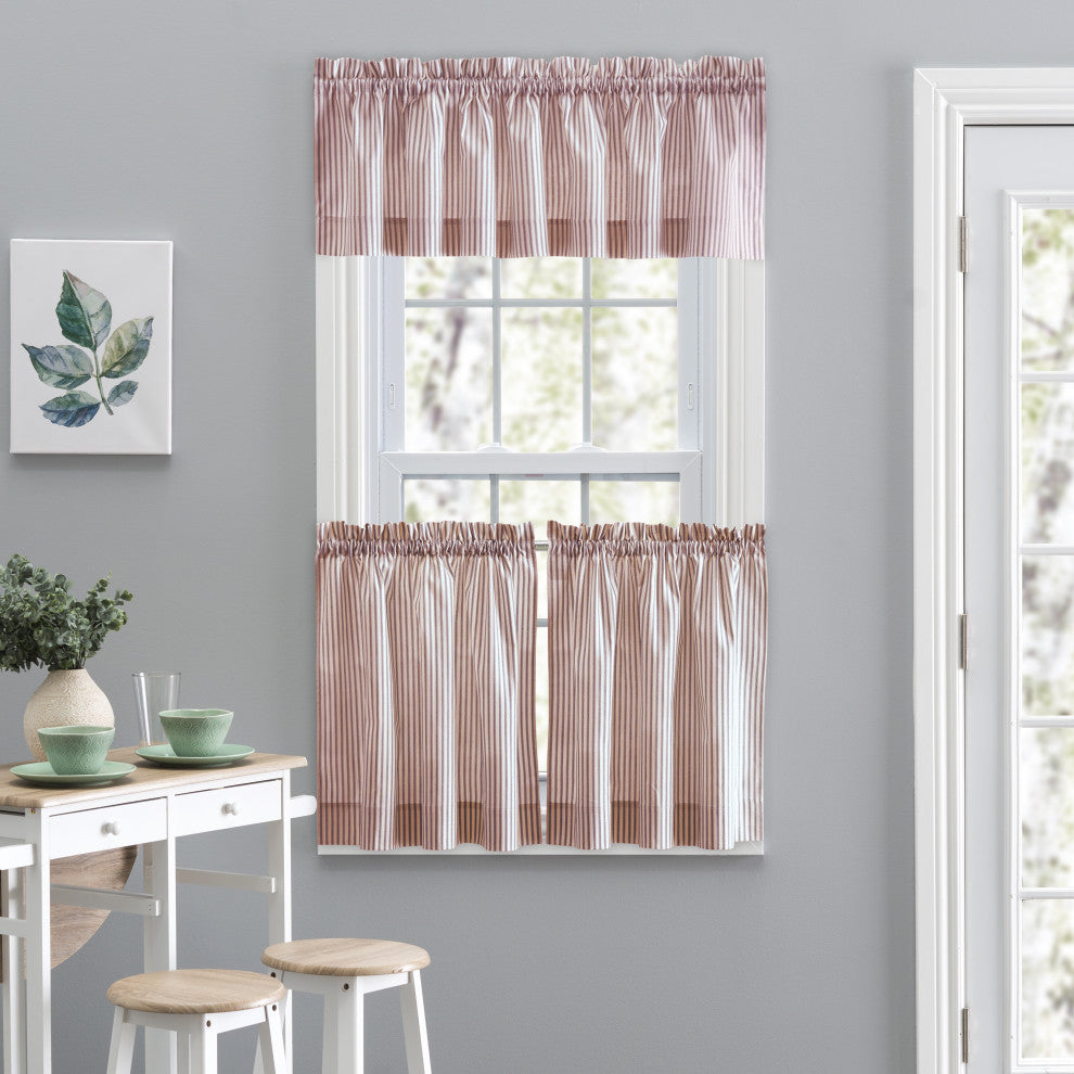 Plaza Stripe Tailored Tiers, Brick, 56"x24"