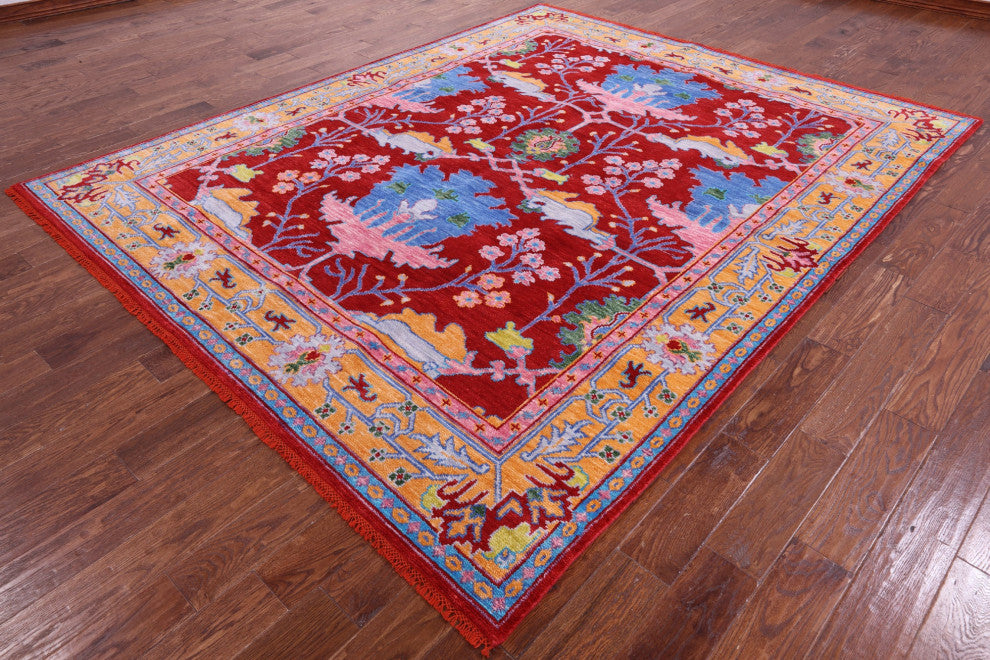 8' 0" X 9' 10" Turkish Oushak Hand-Knotted Wool Rug - Q15389