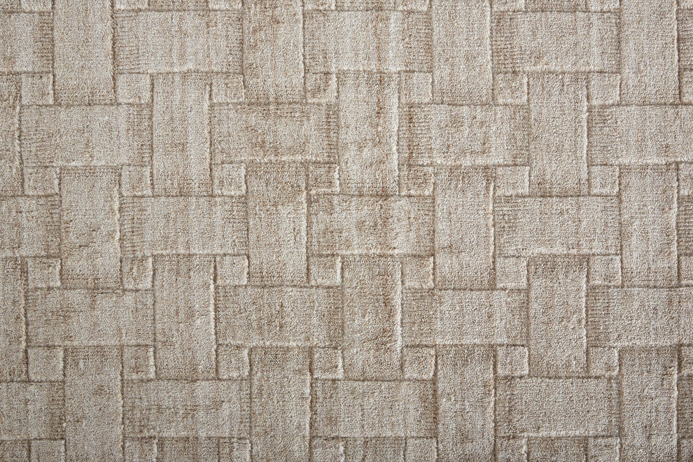 Weave & Wander Tatem Minimal Viscose Rug, Beige, 8' x 10' Rug