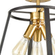 3 Light Semi Flush Mount, Cage Ceiling Lamp, Brass and Black