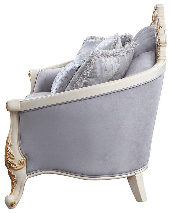 Lv00254 Sofa With 6 Pillows, Gray Fabric Galelvith