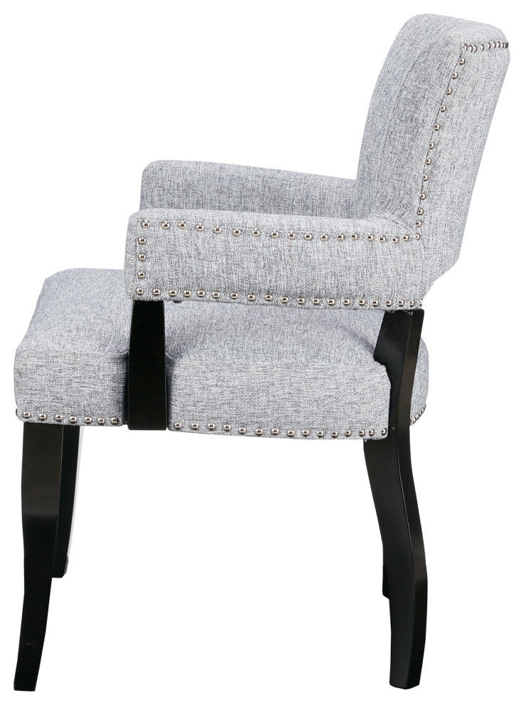 Madison Park Armed Transitional Dining Chair, Gray