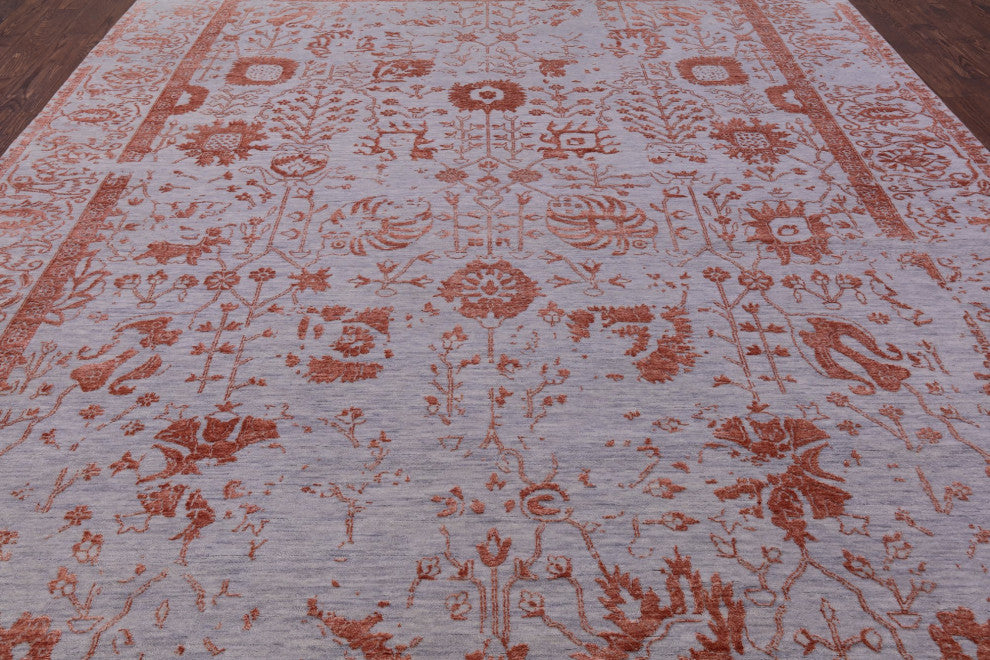 Persian Hand Knotted Wool and Silk Rug 9' 11" X 13' 10" Q9117