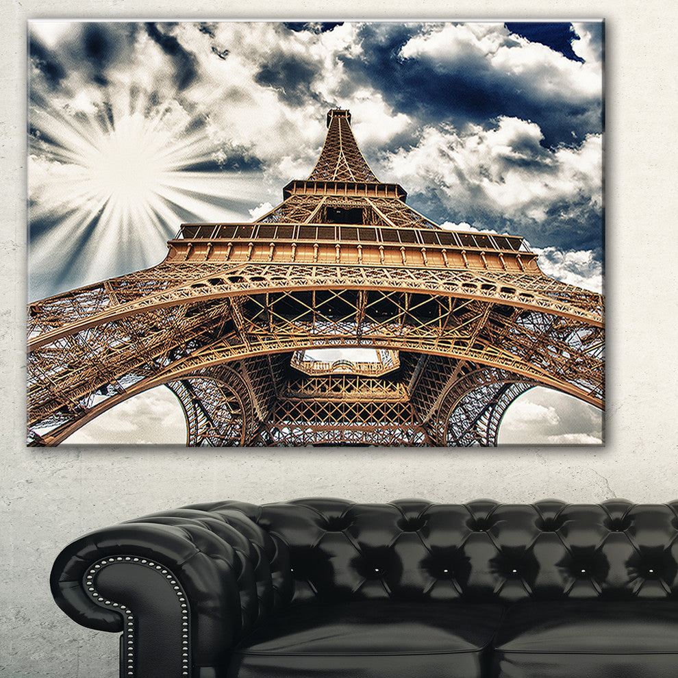 "Fisheye View of Eiffel Tower" Cityscape Digital Art Canvas Print