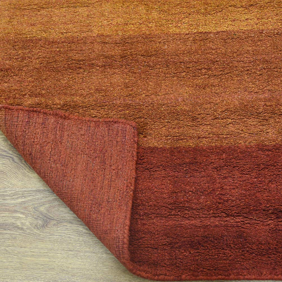 HAND KNOTTED LOOM SILK ECO-FRIENDLY RUGS-8'x10',Rectangle,Orange,Contemporary