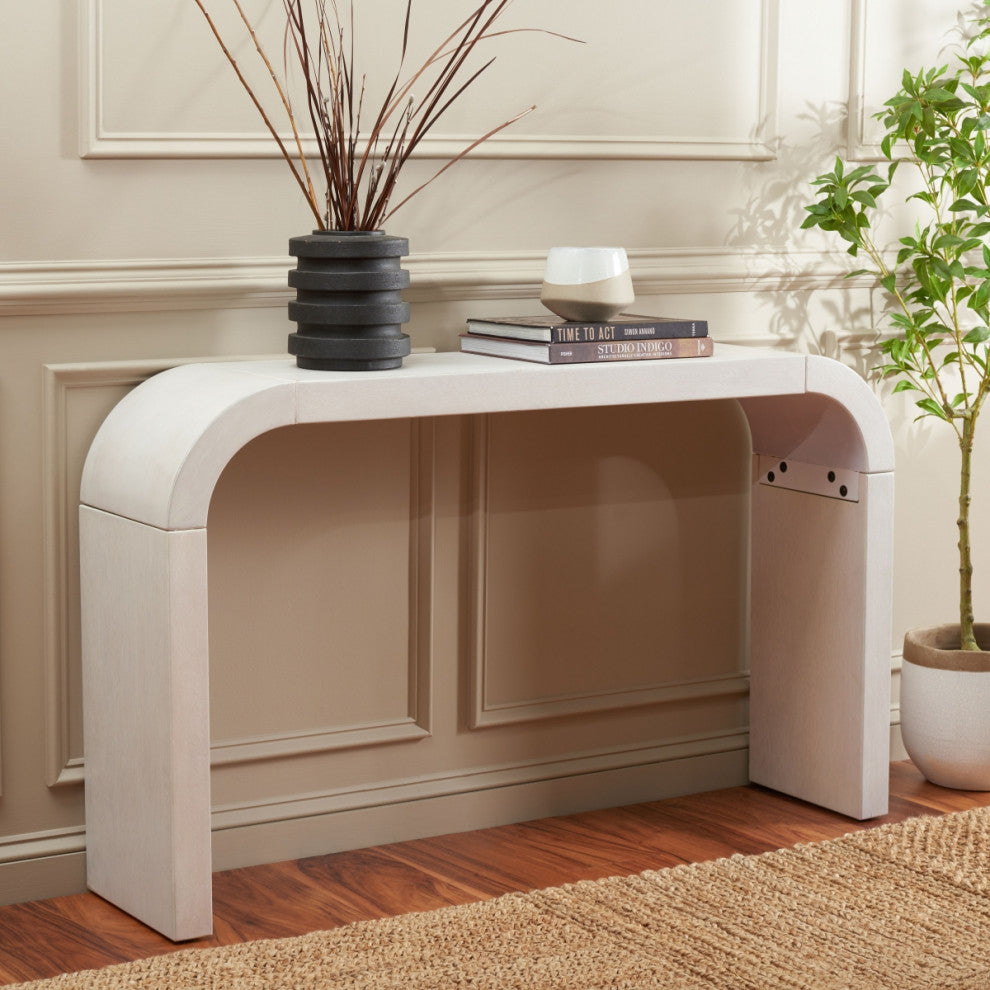 Safavieh Liasonya Curved Console Table, White Washed