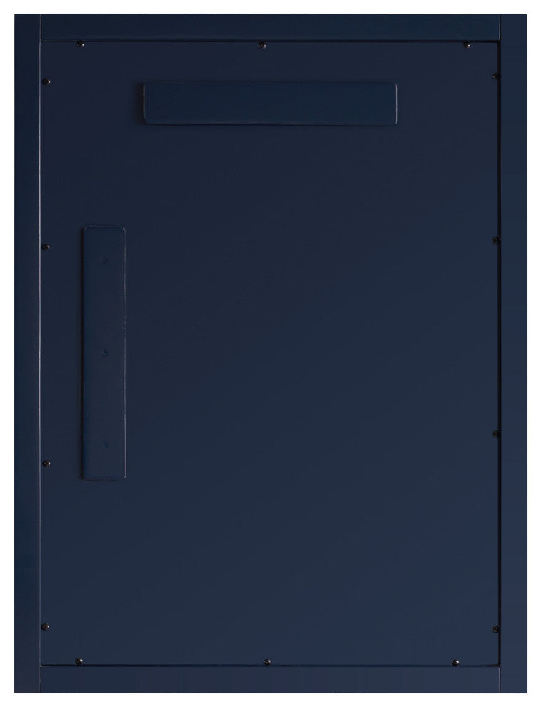 Solid Wood Beleved Edge Rectangular Framed Bathroom Wall Vanity Mirror, Navy Blue, 24"?x32"