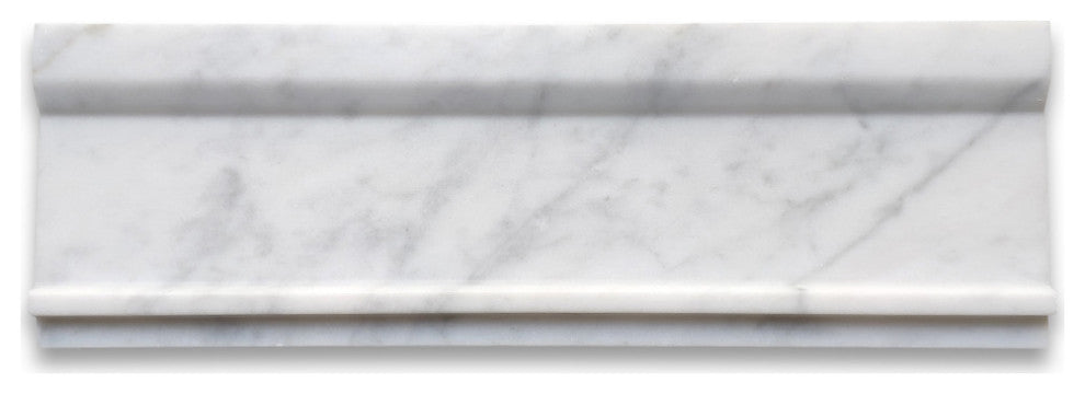 Carrara White Marble 4x12 Plaza Trim Molding Baseboard Edging Honed, 1 piece