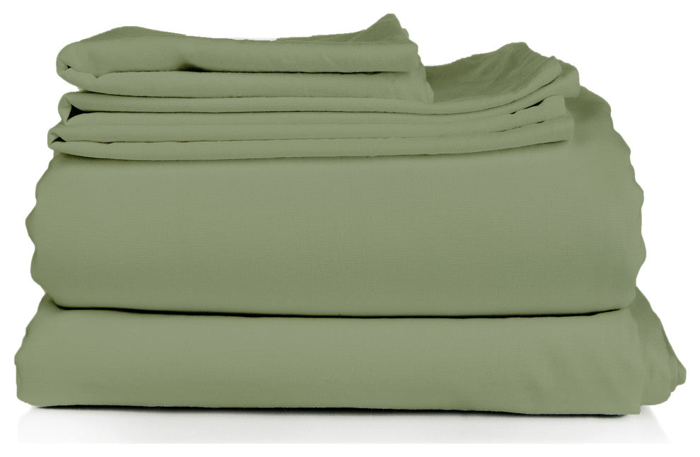 Egyptian Cotton Feel Cool, 4-Piece Sheet Set Deep Pockets, Sage Green, Twin/Twin