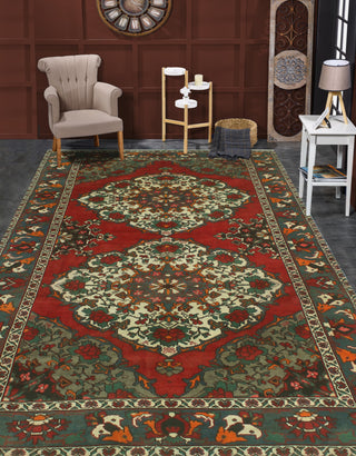 Fine Vintage Distressed Ahtisham Red/Ivory Rug, 6'6 x 9'10