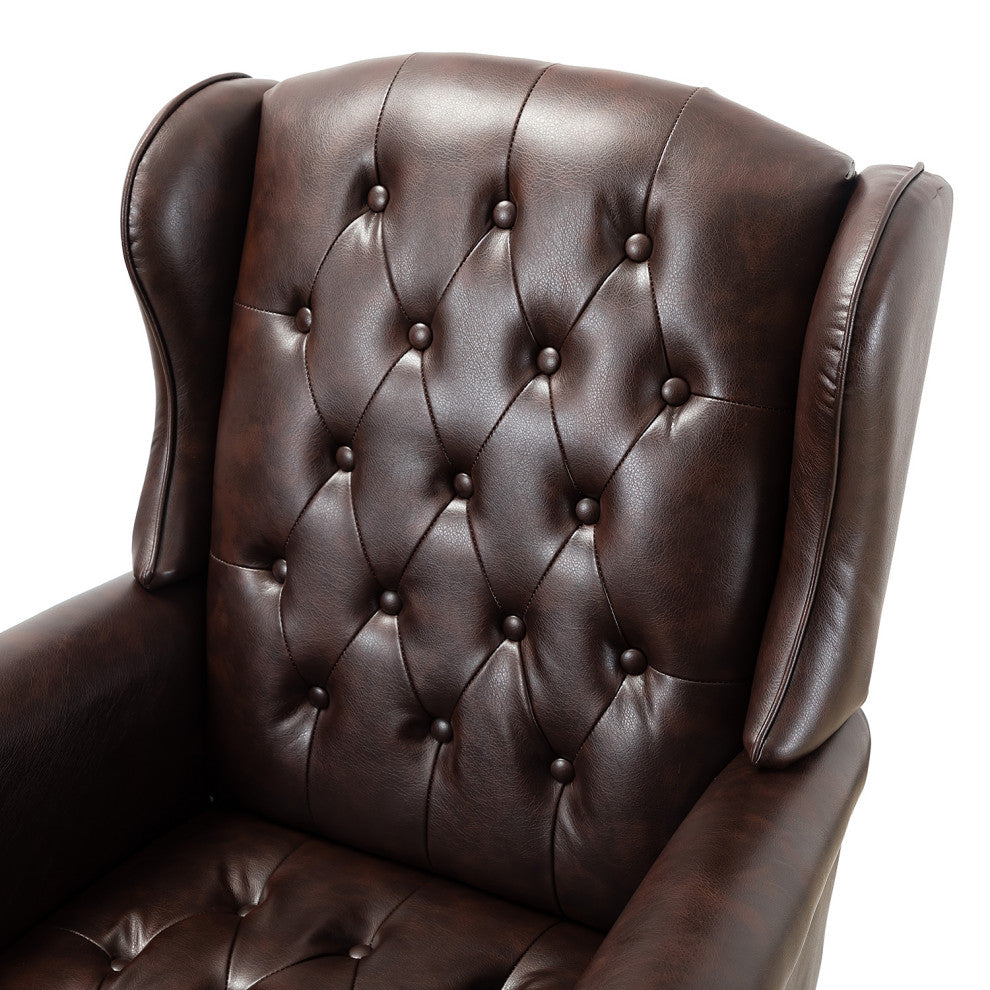 Executive Swivel Office Task Chair With Tufted Back, Brown