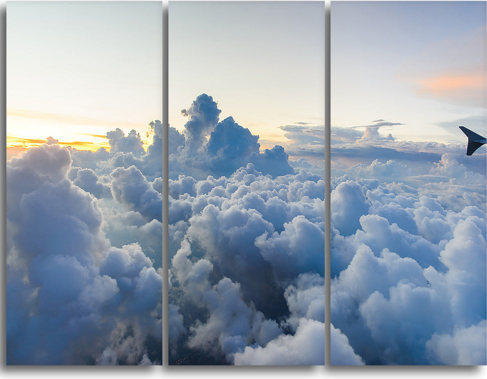 "Light Blue Heavy Clouds in Sky" Metal Wall Art, 3 Panels, 36"x28"