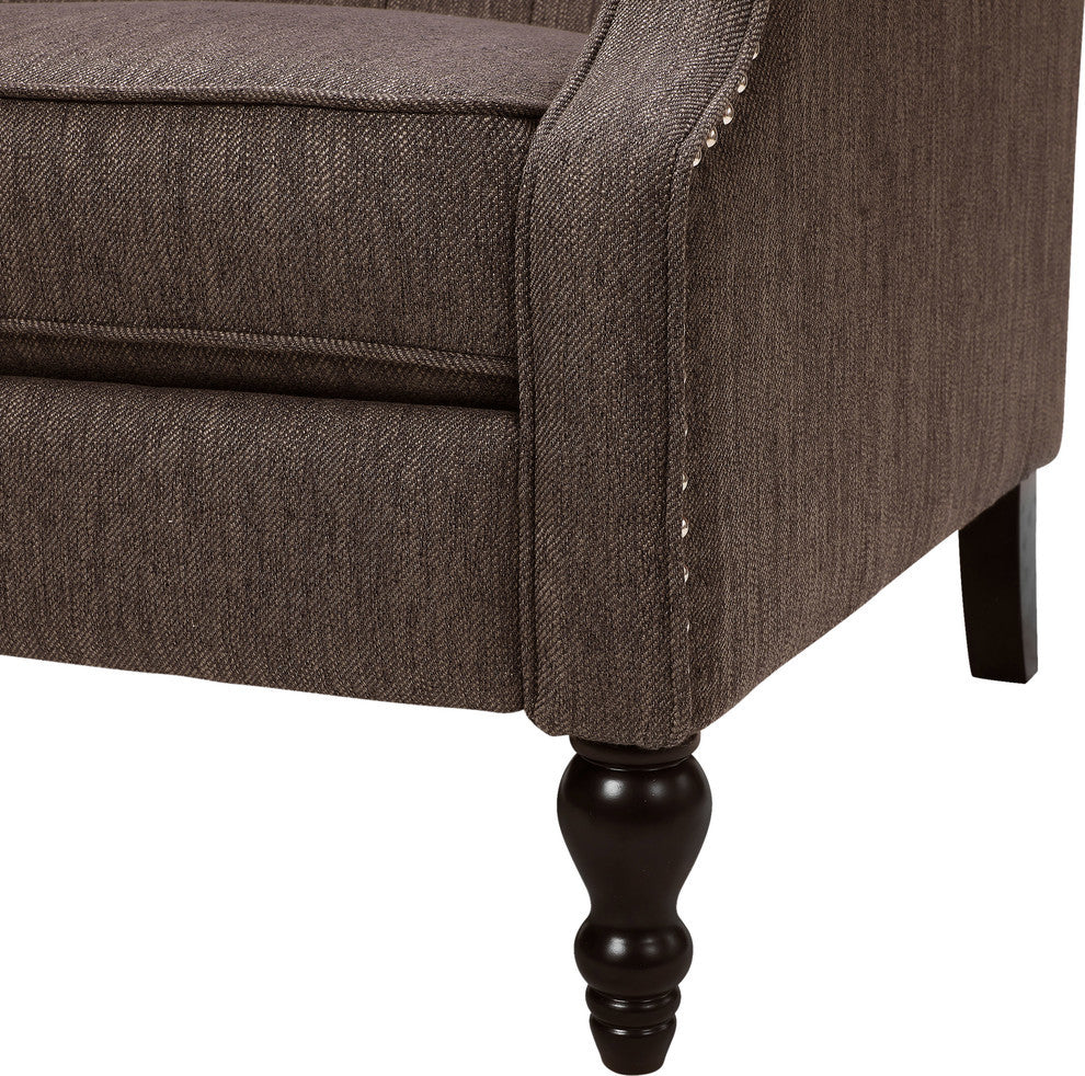 Salome Oversized Tufted Fabric Push Back Recliner, Brown and Dark Brown