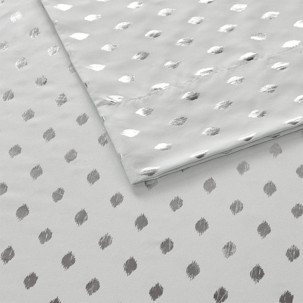 Intelligent Design Metallic Dot Printed Sheet Set, Grey/Silver