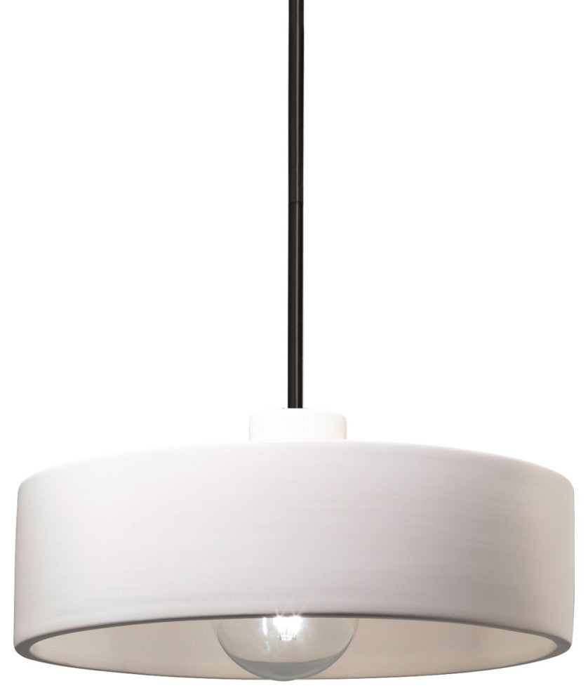 Radiance Dish Pendant, Bisque, Matte Black, Rigid Stem, E26