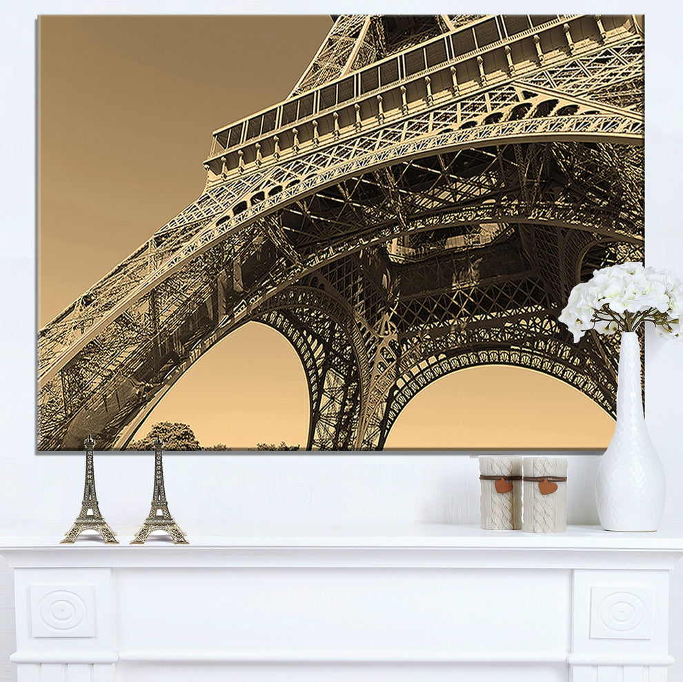 "Iconic Paris Eiffel Tower Side View From Ground" Wall Art, 40"x20"