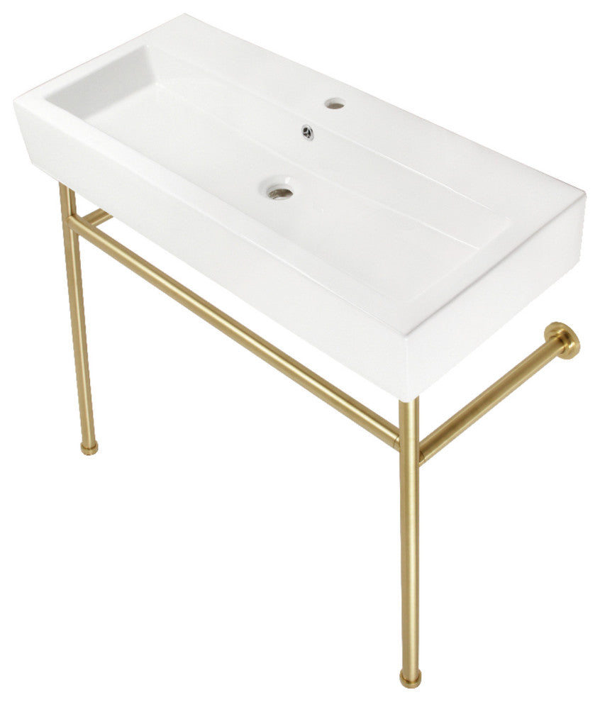 Fauceture VPB39177ST 39" Porcelain Console Sink, Legs, Single-Hole