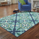 Madelina Medallion Blue and Green Indoor or Outdoor Area Rug, 8'6"x13'