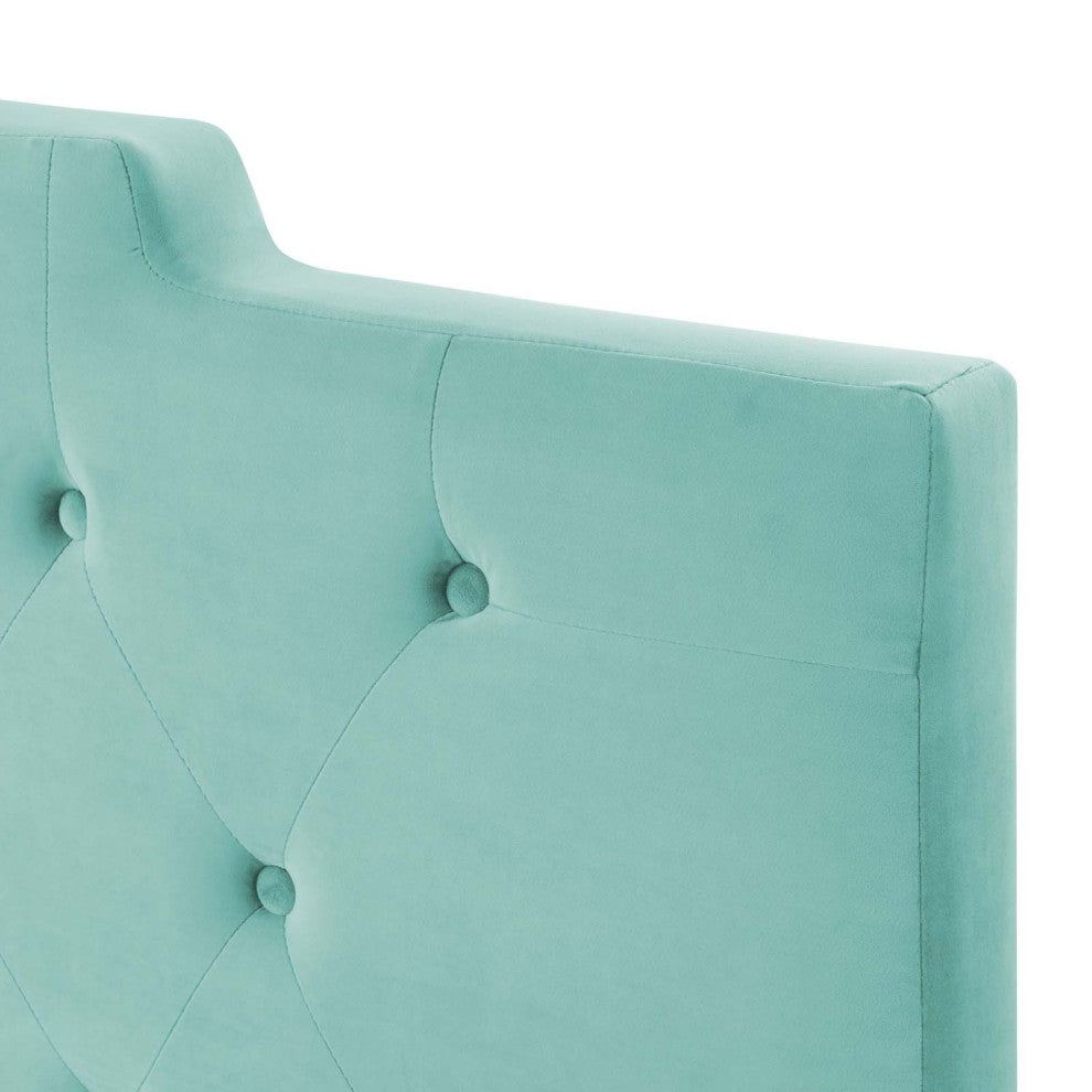 Tufted Headboard, Full Queen Size, Velvet, Blue, Modern Contemporary, Bedroom