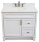 37" Single Sink Vanity, White Finish With White Engineered Stone Top