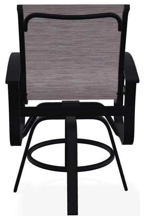 Belle Isle Sling Balcony Height Outdoor Swivel Chair, Fossil/Black