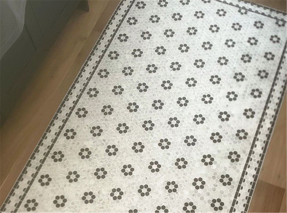 Carrara Venato Marble Hexagon Border Listello Mosaic Tile Polished, 1 sheet