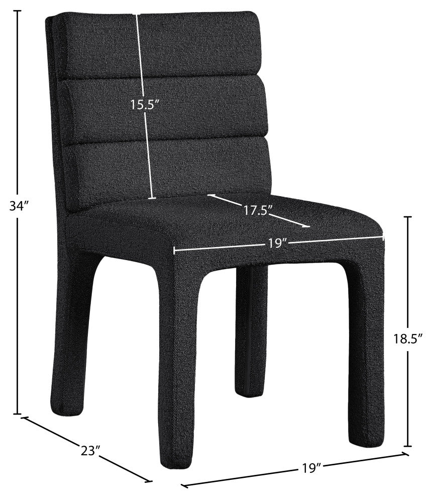 Kai Upholstered Dining Chair, Black, Boucle Fabric, Set of 2