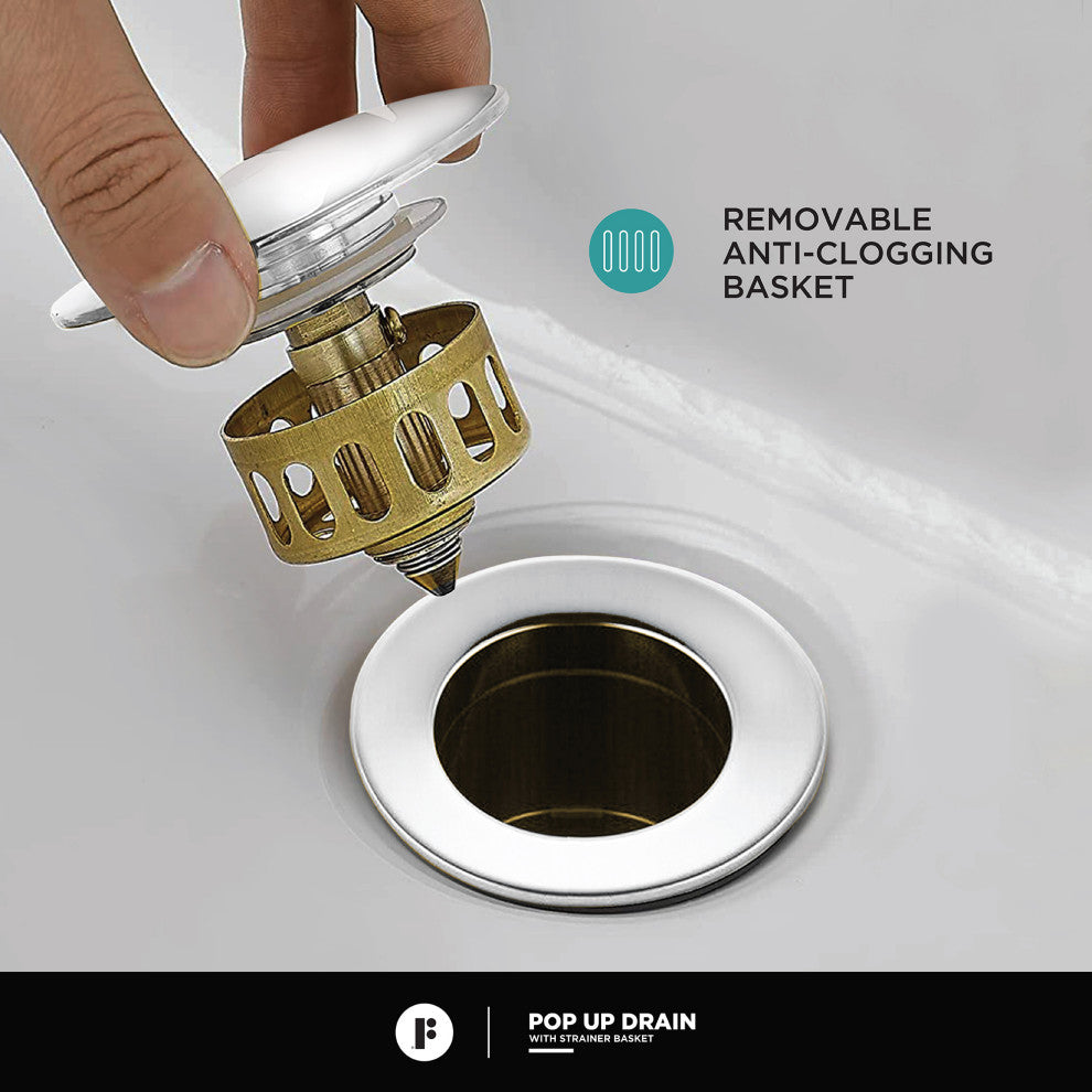 Fine Fixtures Modern Single Hole Bathroom Sink Faucet with Pop-up Drain