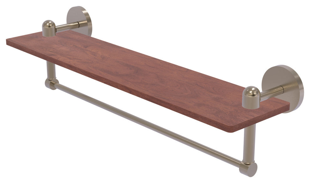 Tango 22" Solid Wood Shelf with Towel Bar, Antique Pewter