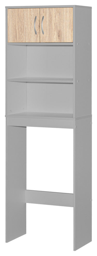 Ace Over-The-Toilet Storage Rack In Light Gray & Natural Oak