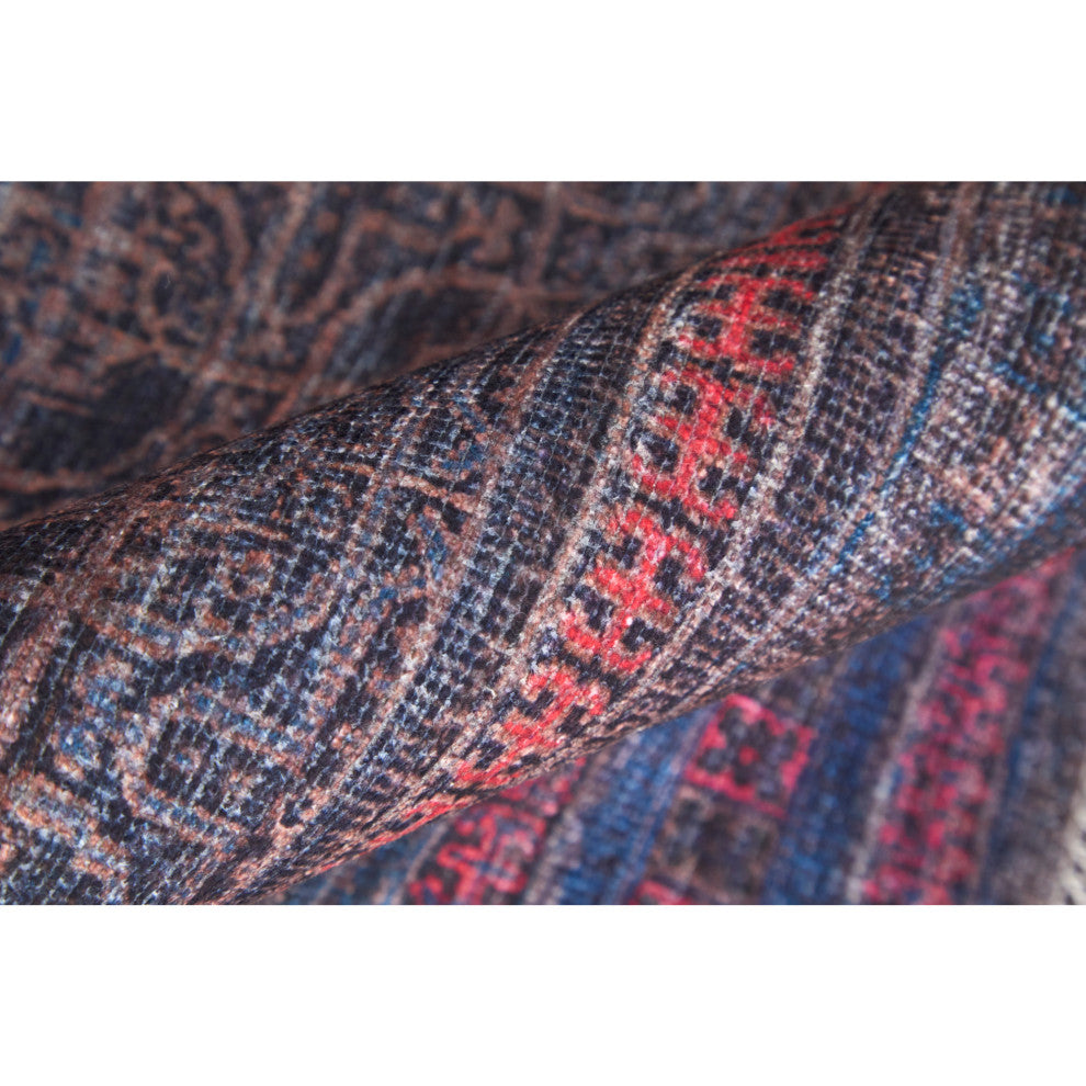 Welch Oriental Machine Washable Charcoal Gray/Pink Rug, 2'x3'