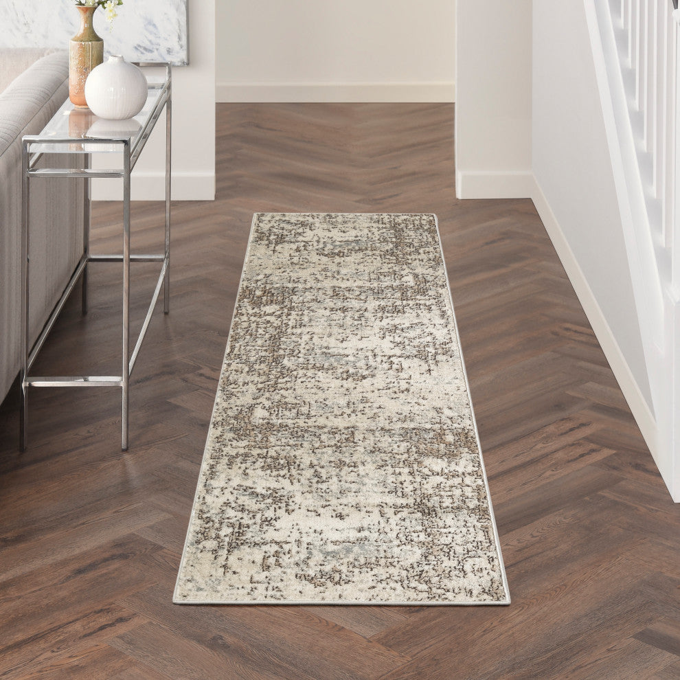 Nourison Quarry 2'2" x 7'6 Ivory Beige Modern Indoor Rug
