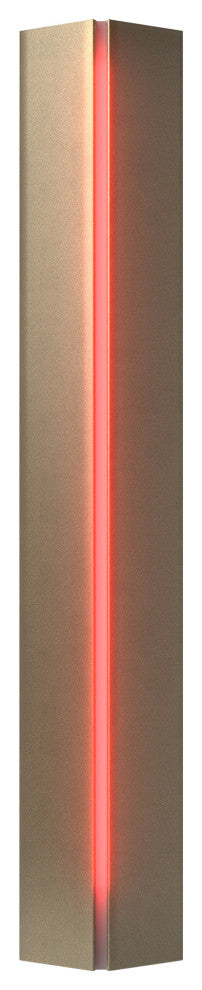 Gallery Small Sconce, Soft Gold Finish, Red Glass