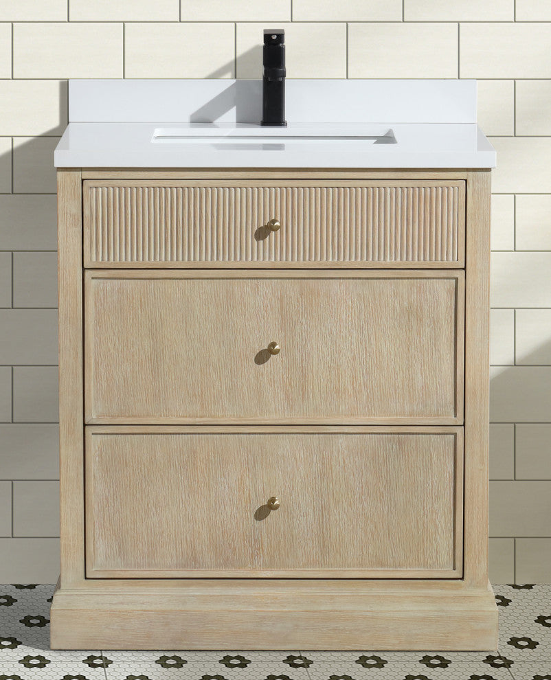 Redondo Bathroom Vanity, Ash Oak, 30", Single Sink, Freestanding