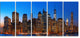 Night New York City Panorama, Extra Large Canvas Print, 60"x28", 5 Panels