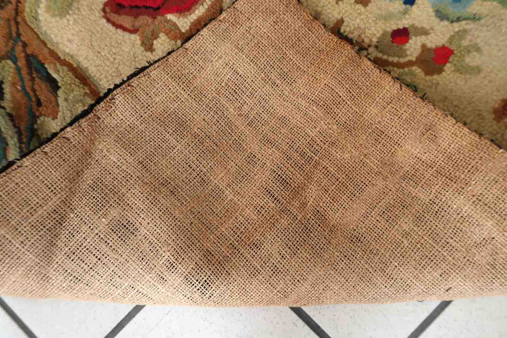 Handmade Antique American Hooked Rug 3'x5.7', 92cmx174cm 1880s