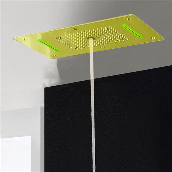 Led Rainfall Shower System Handheld Shower Jetted Body Sprays, Brushed Gold