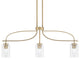 Cavella 3 Light Island Light, New Age Brass Finish, 4" Clear Bubble Glass