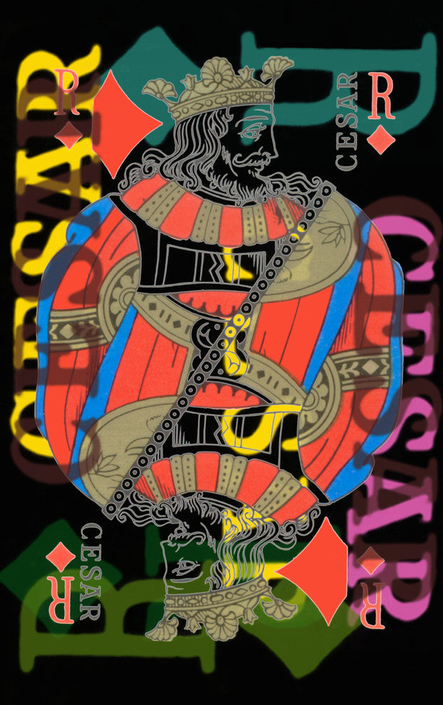 French Playing Card, Cesar, Roi De Carreau, King of Diamonds, Pop Art