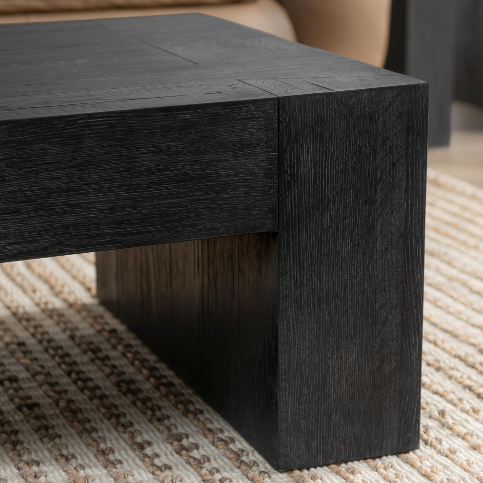 Bristol Cracked Oak Coffee Table, by Kosas Home, Meadow Black