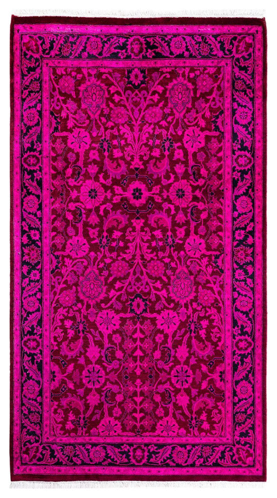 Overdyed, One-of-a-Kind Hand-Knotted Area Rug Pink, 3'1"x5'5"