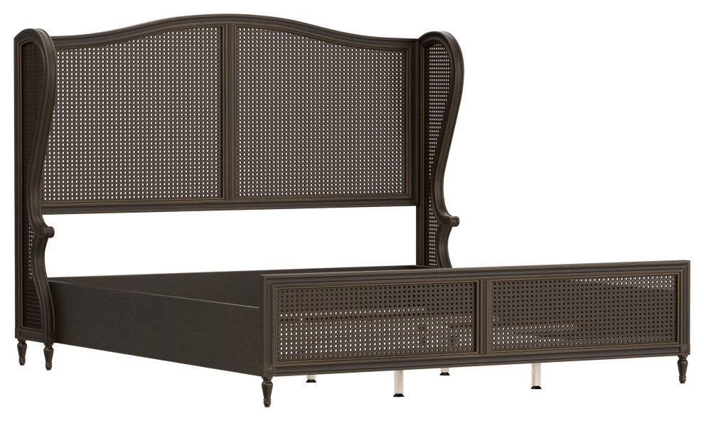 Hillsdale Sausalito Wood Cane Bed, Oiled Bronze, King Bed