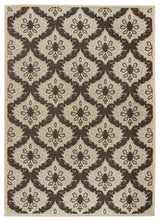 Chandra Calcutta Cal1524 Damask Outdoor Rug, Beige/Brown, 1'9"x3'6"
