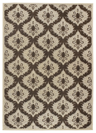 Chandra Calcutta Cal1524 Damask Outdoor Rug, Beige/Brown, 1'9"x3'6"