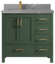 Malibu 36 Left Offset Bath Vanity in Lafayette Green 2" Piatra Gray