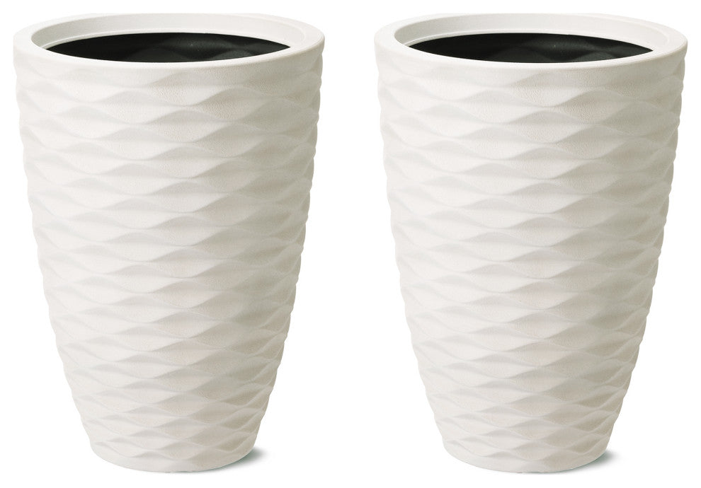 Evironmental Oversized Faux Porcelain Polyresin Diamond Planter, Set of 2